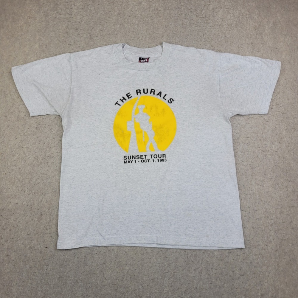 The Rurals Sunset Tour Vintage 1993 BEST T-Shirt Mens L Short Sleeve Gray Band